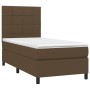 Cama box spring con colchón tela marrón oscuro 90x190 cm de vidaXL, Camas y somieres - Ref: Foro24-3141740, Precio: 326,35 €,...