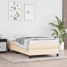 Boxspringbett mit cremefarbener Stoffmatratze 90x190 cm von vidaXL, Betten und Lattenroste - Ref: Foro24-3144042, Preis: 294,...