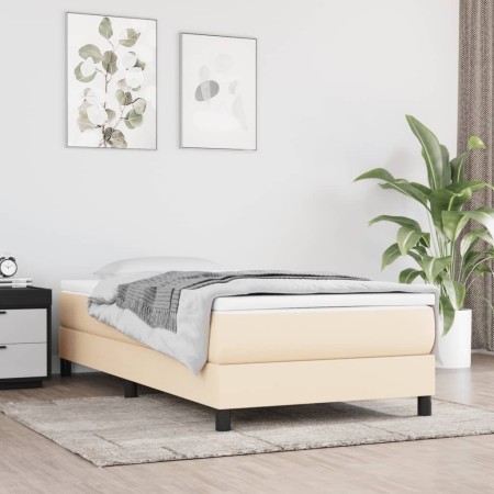 Box spring bed with cream fabric mattress 90x190 cm by vidaXL, Beds and slatted bases - Ref: Foro24-3144042, Price: 299,63 €,...