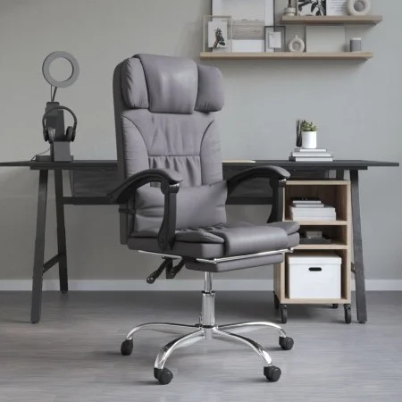 Gray synthetic leather massage reclining office chair by vidaXL, Office chairs - Ref: Foro24-349745, Price: 132,20 €, Discoun...