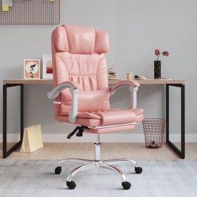 Silla de oficina reclinable masaje cuero sintético rosa