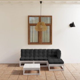 Juego de muebles de jardín 5 pzas y cojines madera pino maciza en Conjuntos de jardín | Comprar online en Foro24