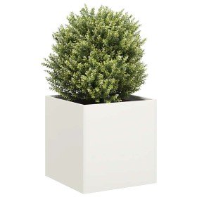 Jardinera de acero laminado en frío blanco 40x40x40 cm en Maceteros y jardineras | Comprar online en Foro24