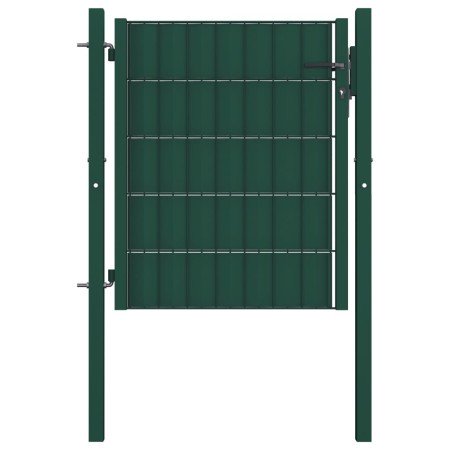 Puerta de valla de PVC y acero verde 100x81 cm en Puertas de jardín | Comprar online en Foro24