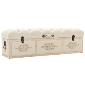 Solid fir wood and fabric storage bench 110 cm by vidaXL, Benches for halls and storage - Ref: Foro24-339296, Price: 194,34 €...