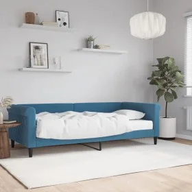 Sofa bed with blue velvet mattress 90x200 cm by vidaXL, Beds and slatted bases - Ref: Foro24-3197746, Price: 332,28 €, Discou...