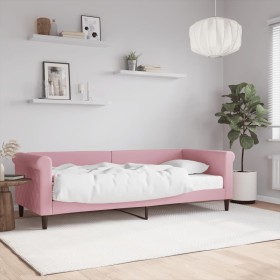 Sofá cama con colchón terciopelo rosa 80x200 cm