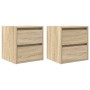Mesillas de noche de pared 2 uds roble Sonoma 38x34x40 cm