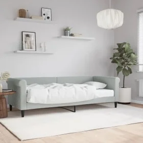 Sofa bed with light gray velvet mattress 80x200 cm by vidaXL, Beds and slatted bases - Ref: Foro24-3197740, Price: 308,07 €, ...