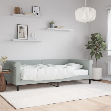 Sofa bed with light gray velvet mattress 100x200 cm by vidaXL, Beds and slatted bases - Ref: Foro24-3197754, Price: 344,12 €,...