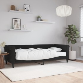 Sofá cama con colchón terciopelo negro 80x200 cm