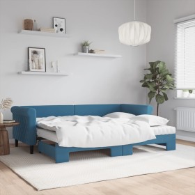 Ausziehbares Schlafsofa mit blauer Samtmatratze 80x200 cm von vidaXL, Betten und Lattenroste - Ref: Foro24-3197787, Preis: 41...