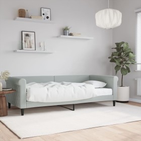 Sofá cama con colchón terciopelo gris claro 90x200 cm