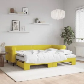 Sofá cama nido con cajones terciopelo amarillo 80x200 cm de vidaXL, Camas y somieres - Ref: Foro24-3197793, Precio: 411,02 €,...