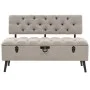 Storage bench with cream fabric backrest 110 cm by vidaXL, Benches for halls and storage - Ref: Foro24-339298, Price: 226,16 ...