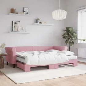 Sofá cama nido con colchón terciopelo rosa 80x200 cm de vidaXL, Camas y somieres - Ref: Foro24-3197791, Precio: 429,15 €, Des...