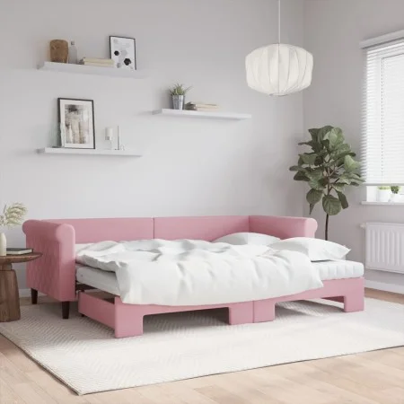 Sofá cama nido con colchón terciopelo rosa 80x200 cm de vidaXL, Camas y somieres - Ref: Foro24-3197791, Precio: 429,15 €, Des...