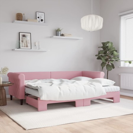 Sofá cama nido con colchón terciopelo rosa 80x200 cm de vidaXL, Camas y somieres - Ref: Foro24-3197791, Precio: 427,06 €, Des...