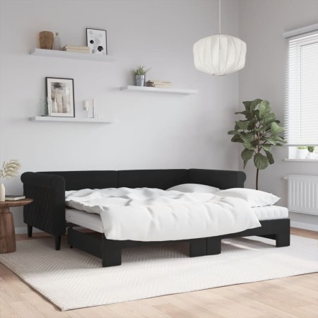 Sofá cama nido con colchón terciopelo negro 90x190 cm de vidaXL, Camas y somieres - Ref: Foro24-3197810, Precio: 422,10 €