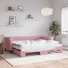 Ausziehbares Schlafsofa mit rosa Samtmatratze 90x200 cm von vidaXL, Betten und Lattenroste - Ref: Foro24-3197798, Preis: 444,...