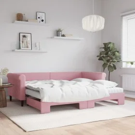 Ausziehbares Schlafsofa mit rosa Samtmatratze 90x200 cm von vidaXL, Betten und Lattenroste - Ref: Foro24-3197798, Preis: 443,...