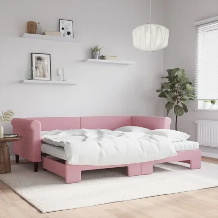 Sofá cama nido con colchón terciopelo rosa 90x200 cm de vidaXL, Camas y somieres - Ref: Foro24-3197798, Precio: 443,99 €, Des...