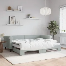 Trundle sofa bed with light gray velvet mattress 90x200 cm by vidaXL, Beds and slatted bases - Ref: Foro24-3197795, Price: 45...