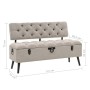 Storage bench with cream fabric backrest 110 cm by vidaXL, Benches for halls and storage - Ref: Foro24-339298, Price: 229,11 ...