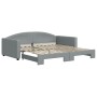 Trundle sofa bed light gray fabric 100x200 cm by vidaXL, Beds and slatted bases - Ref: Foro24-3197193, Price: 259,44 €, Disco...