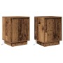 Mesillas de noche con luces LED 2 uds madera vieja 38x34x50 cm