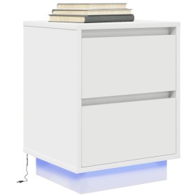 Mesilla de noche con luces LED blanca 38x34x50 cm