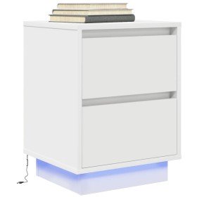 Mesilla de noche con luces LED blanca 38x34x50 cm