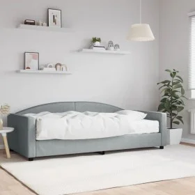 Sofa bed with light gray fabric mattress 100x200 cm by vidaXL, Beds and slatted bases - Ref: Foro24-3197175, Price: 369,86 €,...