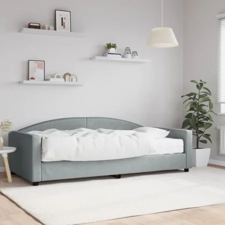 Sofa bed with light gray fabric mattress 100x200 cm by vidaXL, Beds and slatted bases - Ref: Foro24-3197175, Price: 369,86 €,...