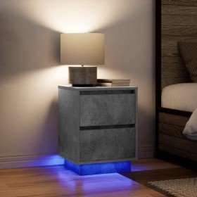 Mesitas de noche con luces LED 2 uds gris hormigón 38x34x50 cm en Mesitas de noche | Comprar online en Foro24