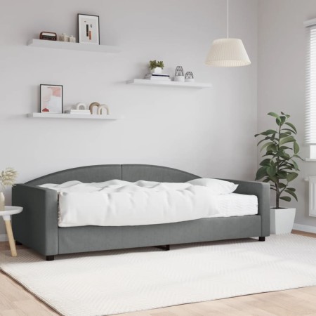 Sofa bed with dark gray fabric mattress 100x200 cm by vidaXL, Beds and slatted bases - Ref: Foro24-3197176, Price: 340,01 €, ...
