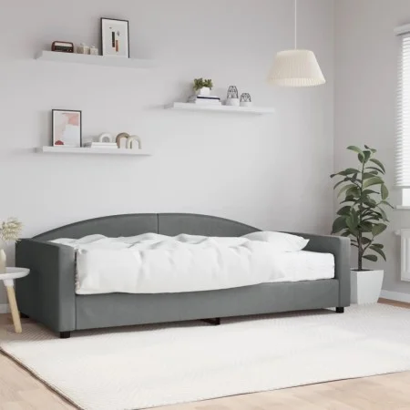 Sofa bed with dark gray fabric mattress 100x200 cm by vidaXL, Beds and slatted bases - Ref: Foro24-3197176, Price: 368,88 €, ...