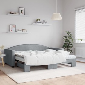 Sofá cama nido con colchón tela gris claro 90x190 cm