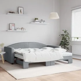 Trundle sofa bed with light gray fabric mattress 90x190 cm by vidaXL, Beds and slatted bases - Ref: Foro24-3197216, Price: 39...