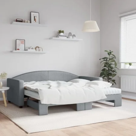 Trundle sofa bed with light gray fabric mattress 90x190 cm by vidaXL, Beds and slatted bases - Ref: Foro24-3197216, Price: 39...