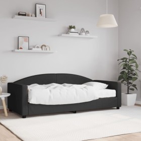 Sofá cama con colchón tela negro 90x190 cm