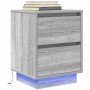 Mesillas de noche con luces LED 2 uds gris sonoma 38x34x50 cm