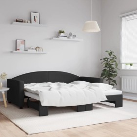 Ausziehbares Schlafsofa aus schwarzem Stoff, 90 x 190 cm von vidaXL, Betten und Lattenroste - Ref: Foro24-3197200, Preis: 247...