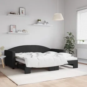 Black fabric trundle sofa bed 90x190 cm by vidaXL, Beds and slatted bases - Ref: Foro24-3197200, Price: 243,49 €, Discount: %