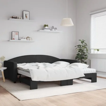 Trundle sofa bed with black fabric mattress 100x200 cm by vidaXL, Beds and slatted bases - Ref: Foro24-3197213, Price: 430,07...
