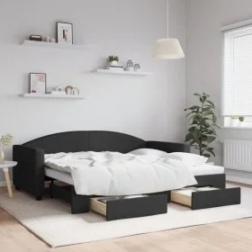 Sofá cama nido con cajones tela negro 90x190 cm de vidaXL, Camas y somieres - Ref: Foro24-3197236, Precio: 284,37 €, Descuent...