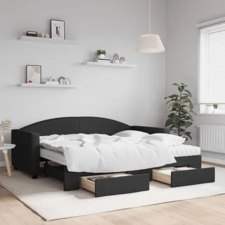 Sofá cama nido con cajones tela negro 90x190 cm de vidaXL, Camas y somieres - Ref: Foro24-3197254, Precio: 442,40 €, Descuent...
