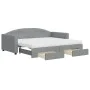 Trundle sofa bed with drawers light gray fabric 90x190 cm by vidaXL, Beds and slatted bases - Ref: Foro24-3197252, Price: 430...