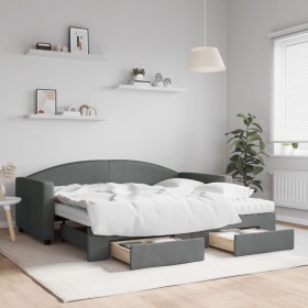 Sofá cama nido con cajones tela gris oscuro 90x190 cm de vidaXL, Camas y somieres - Ref: Foro24-3197253, Precio: 451,75 €, De...