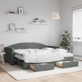 Trundle sofa bed with drawers dark gray fabric 90x190 cm by vidaXL, Beds and slatted bases - Ref: Foro24-3197253, Price: 443,...